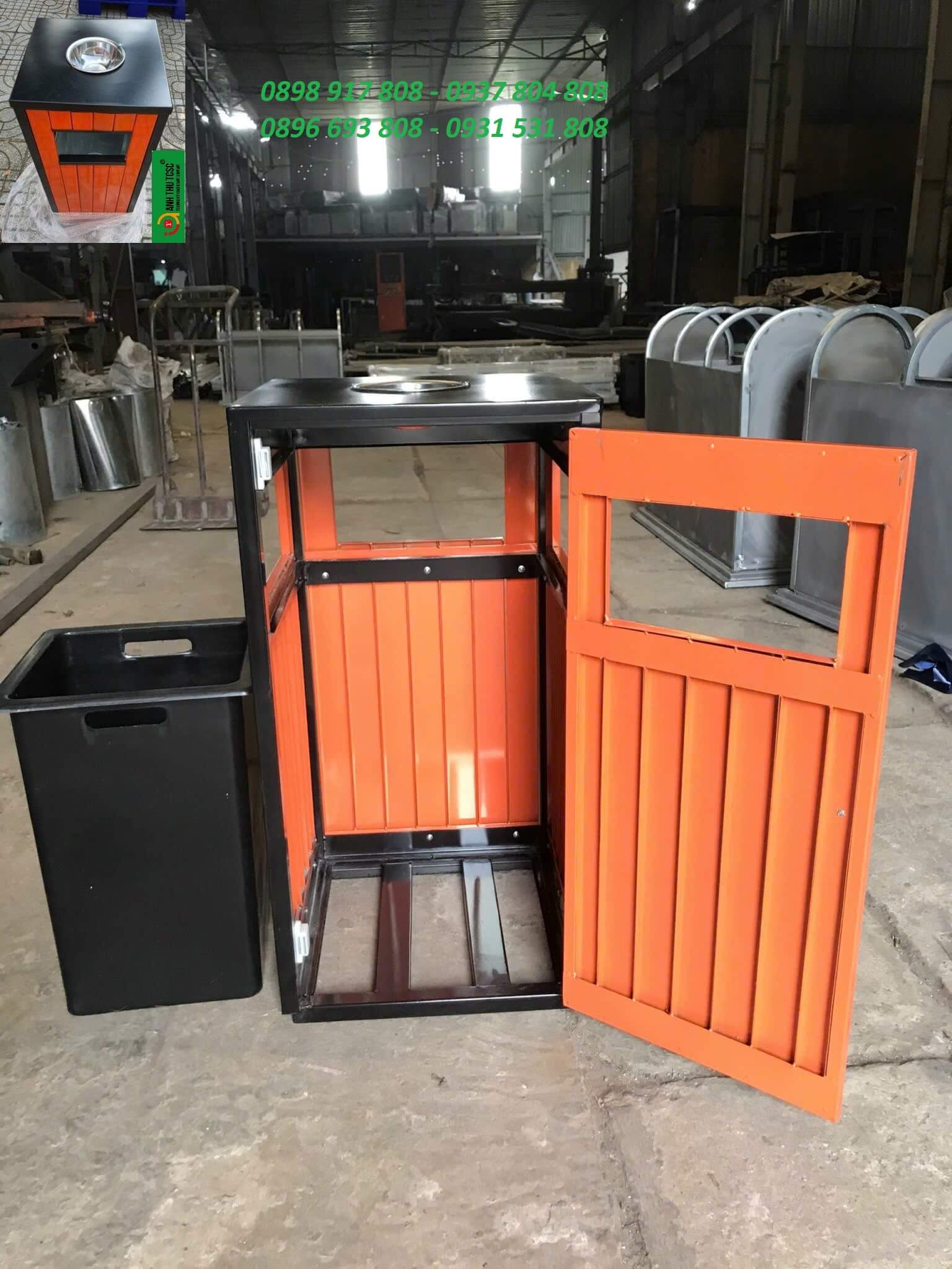 Thùng rác công cộng A78-N - màu cam