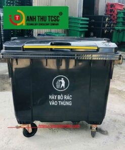 Thùng rác công cộng 660L màu đen