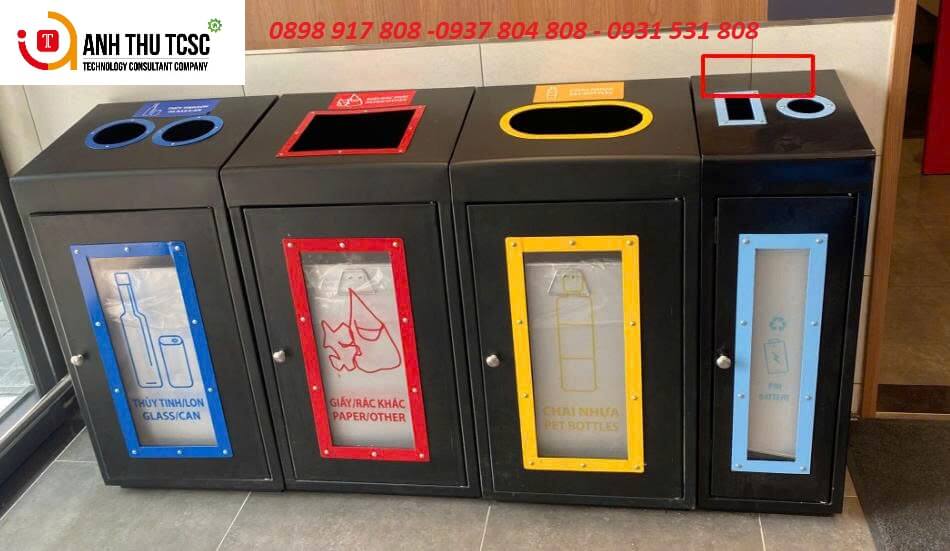 Thùng rác phân loại bộ 4 cho siêu thị Thùng rác phân loại bộ 4 cho siêu thị