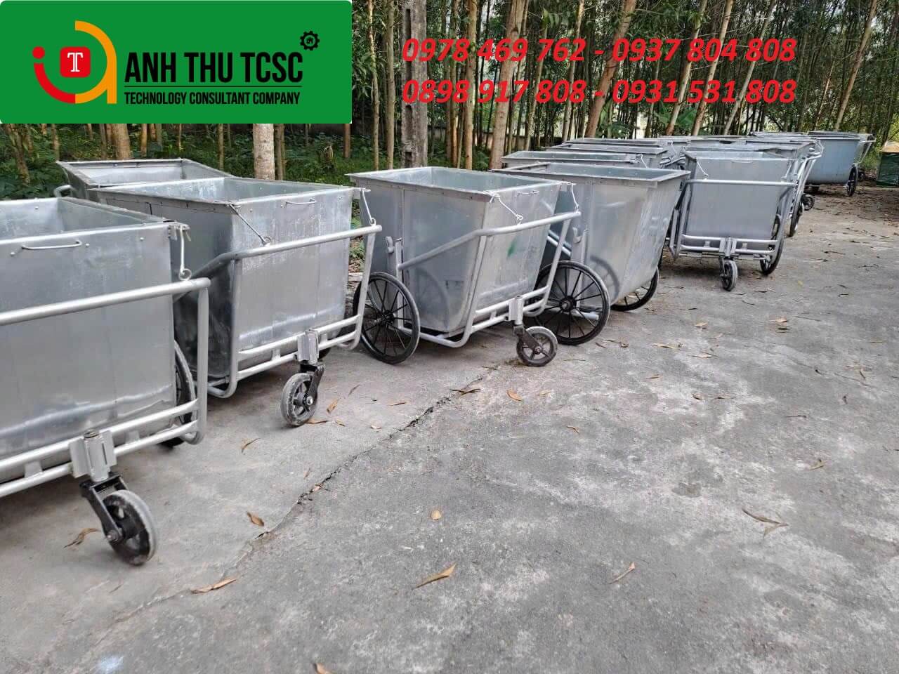 Xe thu gom rác bằng tôn 500L không nắp đậy Xe thu gom rác bằng tôn 500L không nắp đậy