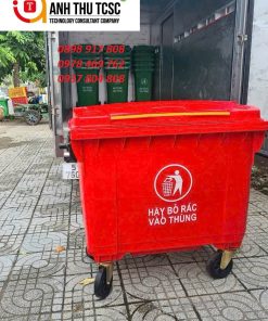 Thùng rác 660L màu đỏ